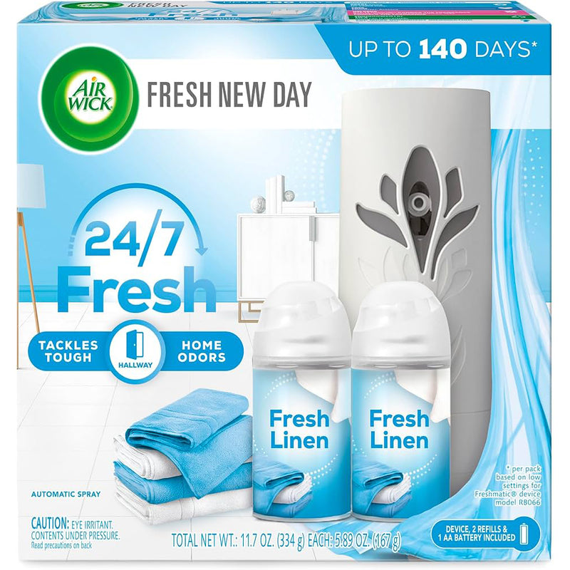 AirWick Automatic Spray(+1Refill) Life Scents-Fresh Linen 4/cs