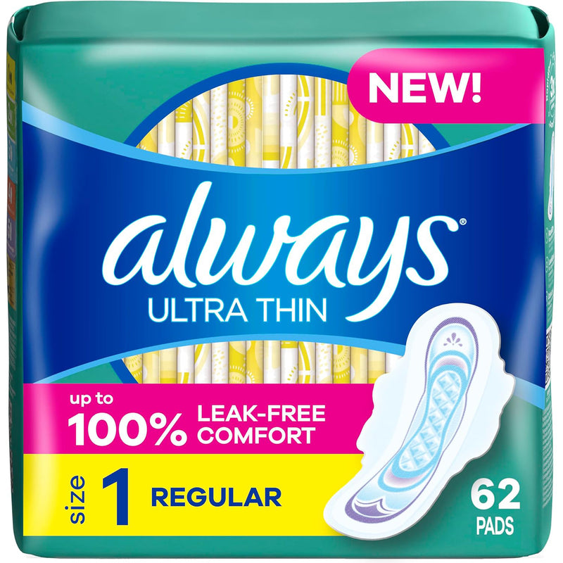 Always Ultra Thin W/Wing 22ct Size#1-Regular Unscented 6/cs