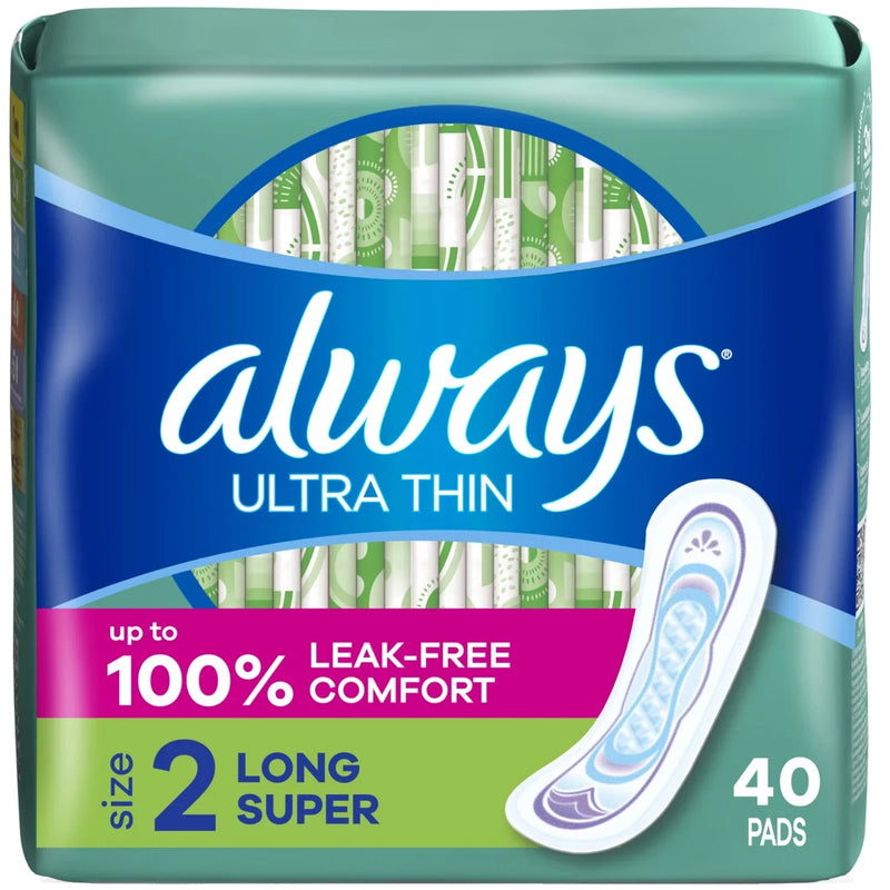 Always Ultra Thin W/Wing 20ct Size#2-Long Super 12/cs