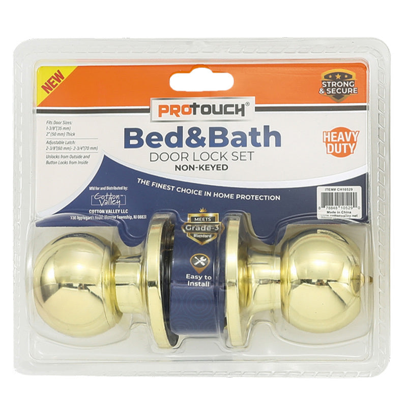 Pro Touch Bed & Bath Door Lock Set (Non Key) -Gold 6/12/cs
