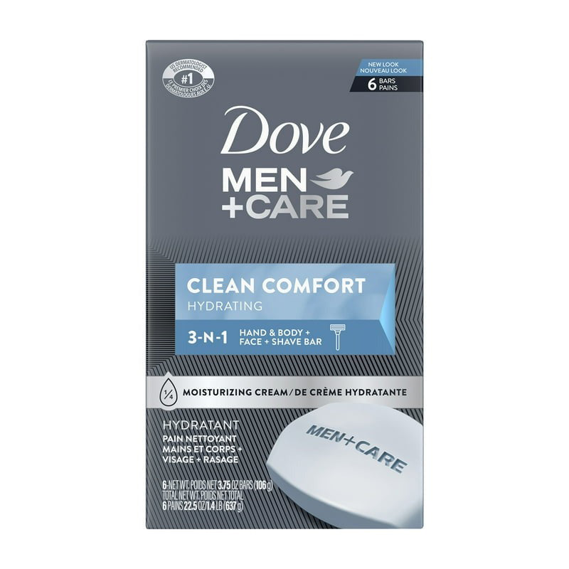 Dove Bar Soap 6ct (3.75oz) For Men - Clean Comfort (6X12) 72/cs