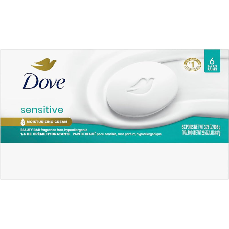 Dove Bar Soap 6ct (3.75oz) - Sensitive -White (6X12) 72/cs