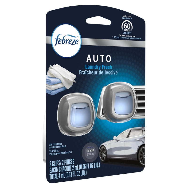 Febreze Car Air Freshner Vent Clips 2ct-Auto Launday Fresh 8/cs