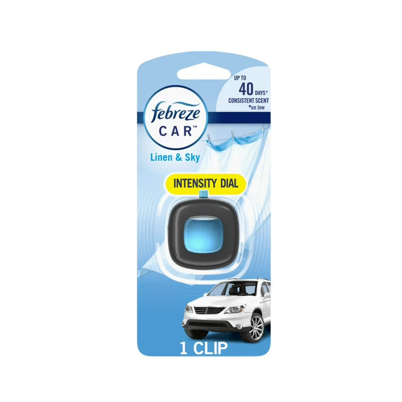 Febreze Car Air Freshner Vent Clips 3ct-Linen & Sky 8/cs