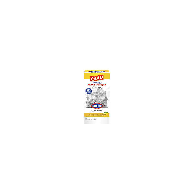 Glad 13G 20ct Force Flex Maxstrength White Trash Bag-Lemon Bleach 6/cs