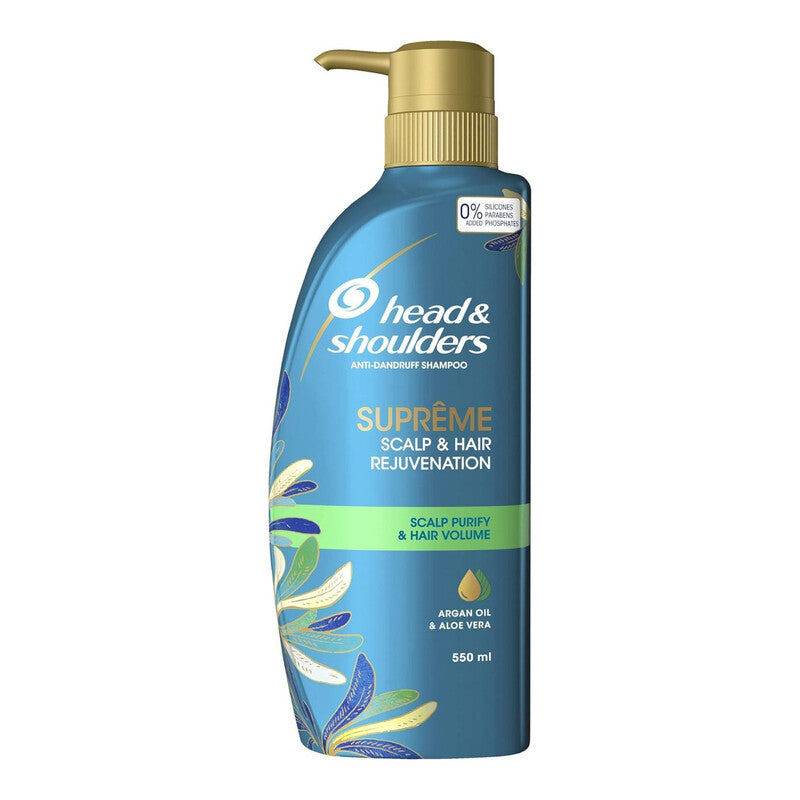 H&S Shampoo (550ml) 18.6oz Supreme Scalp Purify & Hair Volume-Argan Oil & Aloe Vera 3/cs