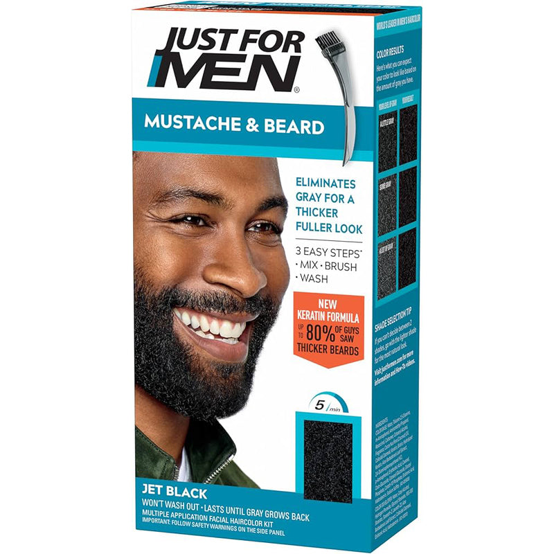 Luck For Men Mustache, Beard & Sidebuns Brush In Color Gel-Black 12/cs