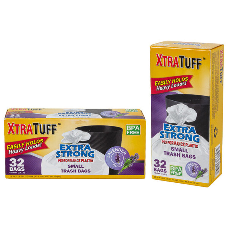 Xtra Tuff 4Gal Twist Tie Trash Bags 32ct - Lavender 24/cs