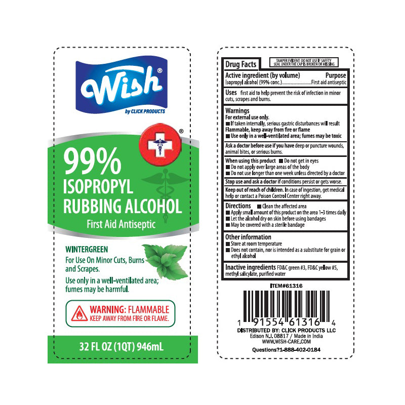 99% Wish Rubbing Alcohol 12oz- Winter Green 24/cs **