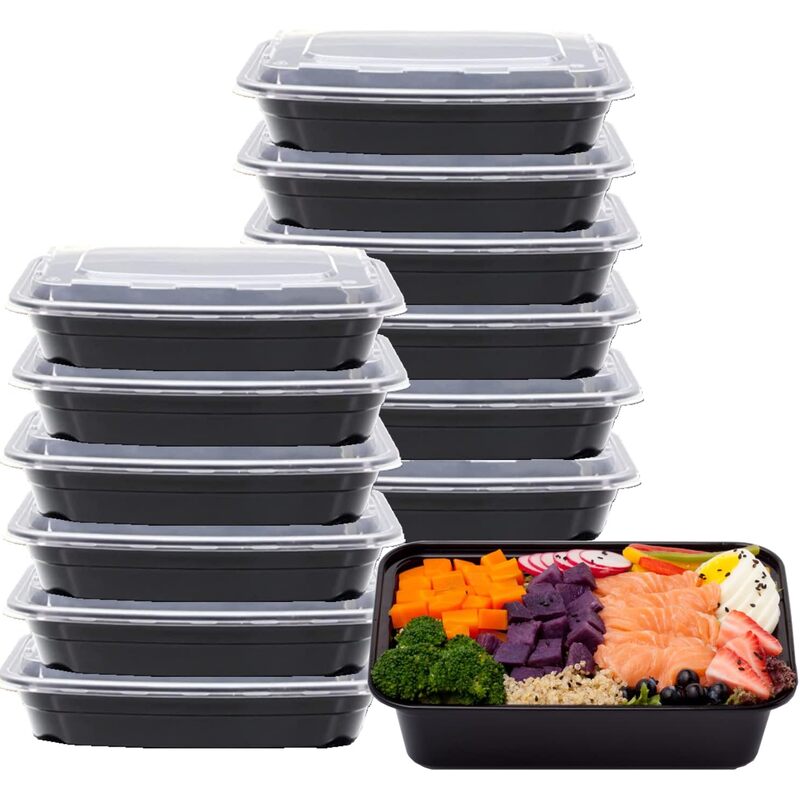 Meal Prep 10ct Food Containers W/Lid 32oz Rectangular 12/cs