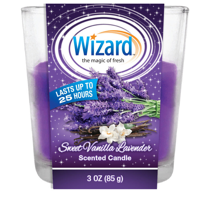 Wizard Scented Candle 3oz-Sweet Vanilla Lavender 12/cs