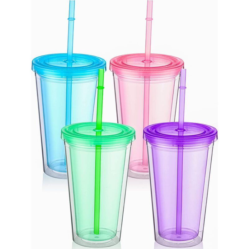 16oz Double Walled Plastic Cups 1ct-Assort. 100/cs