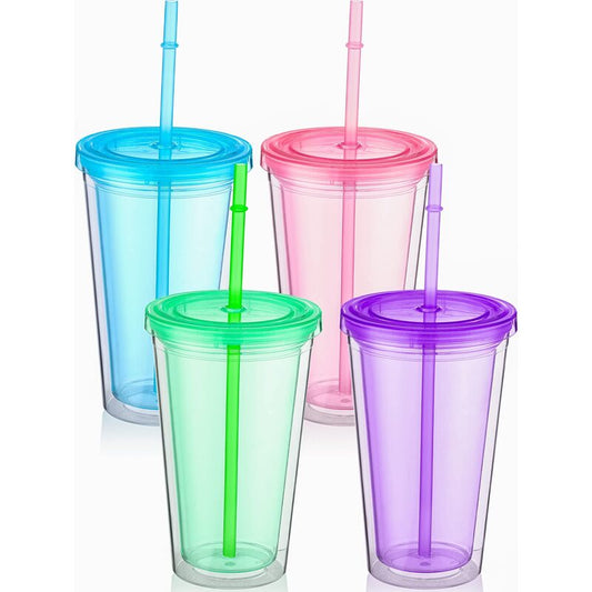 16oz Double Walled Plastic Cups 1ct-Assort. 100/cs