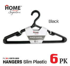 Plastic Hanger 6ct-Black 24/cs