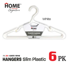 Home Style Plastic Hanger 6ct-White 24/c