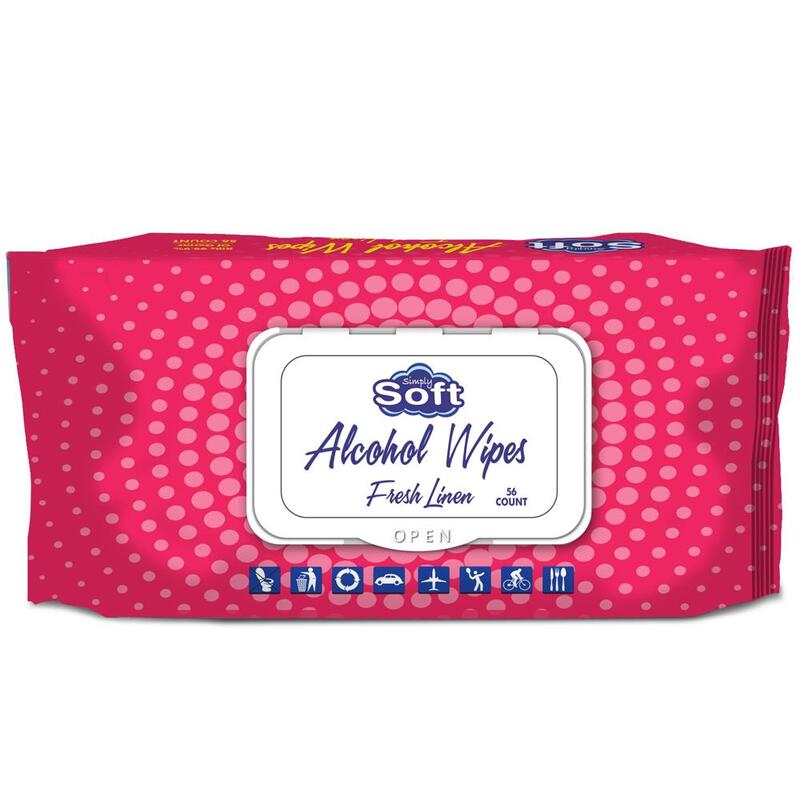 Soft 56ct Alcolhol Wipes-Fresh Linen 30/cs
