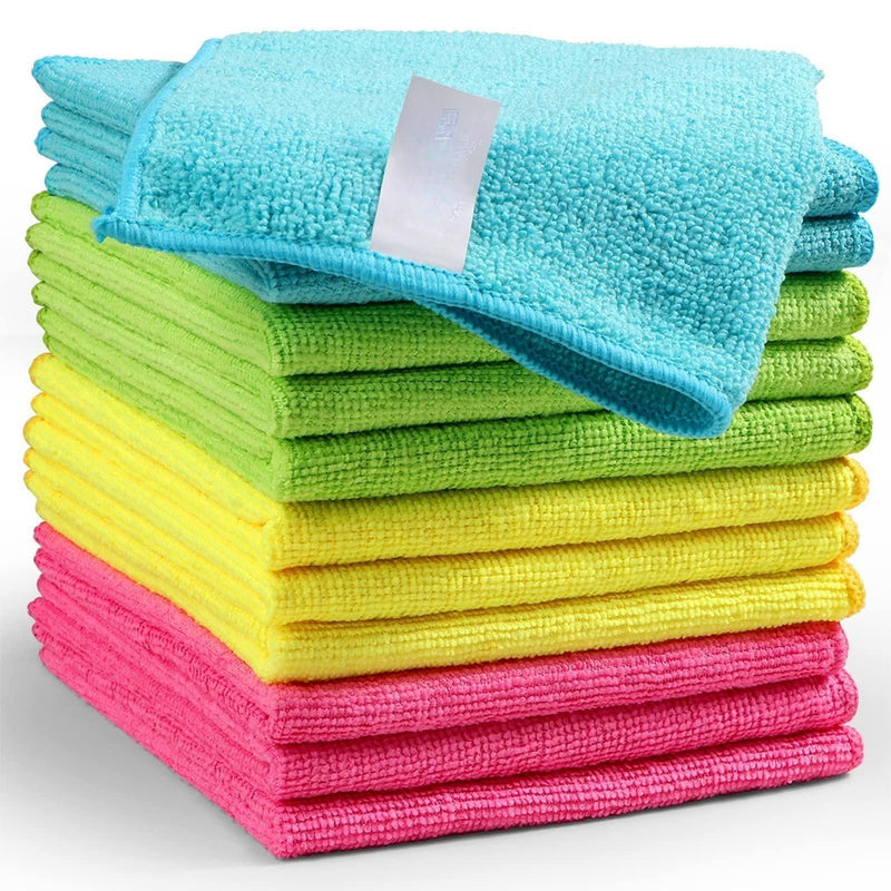 ALFA 4ct Microfibber Set W/Scrubber Solid Dish Cloth, Kitchen Towel & Polyester Towel  -Assort .(48/cs)