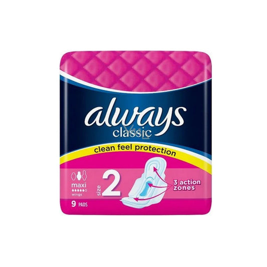 Always Classic W-Wing Pad 9ct-Maxi 16/cs