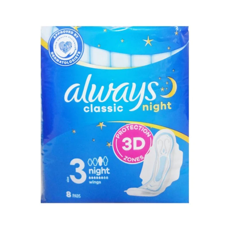Always Classic W-Wing Pad 8ct (#3) -Night 18/cs