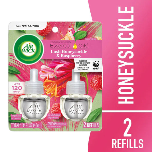 2ct Air Wick Refill 0.67oz - Lush Honeysuckle & Raspberry 6/cs