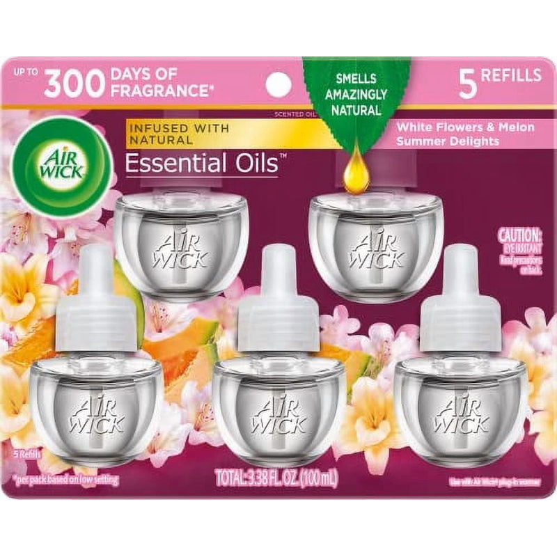 3ct Air Wick Scented Oil Refill 0.67oz Summer Delights-White Flower & Melon 6/cs