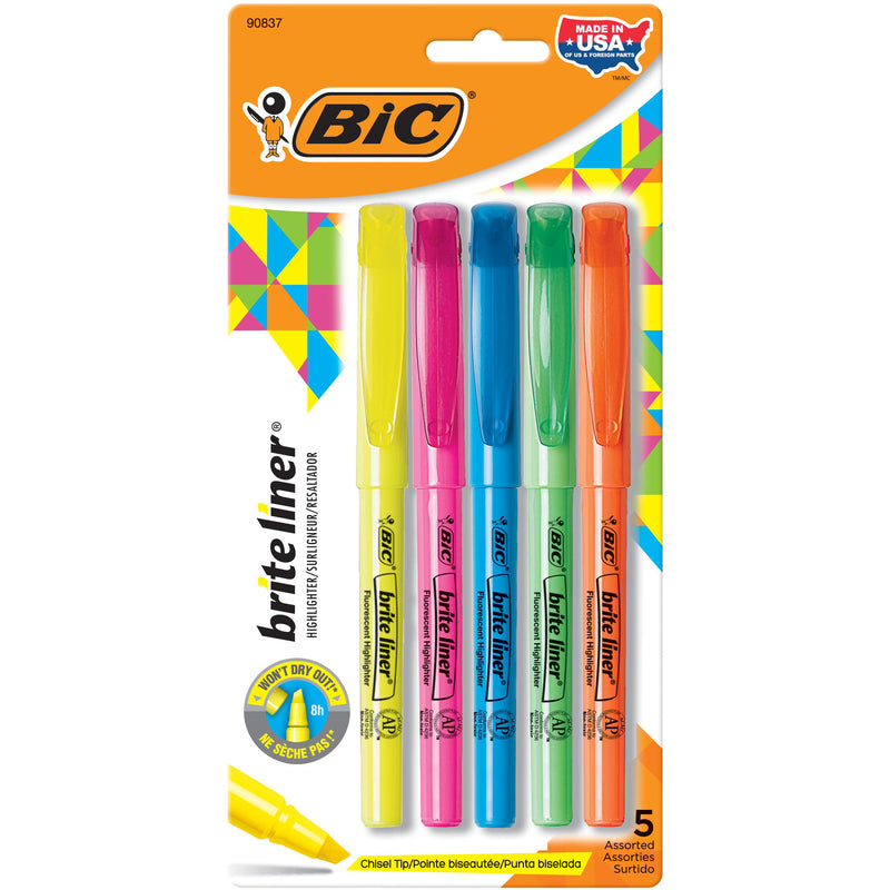 BIC Briteliner Highlighter 5pk 12/cs