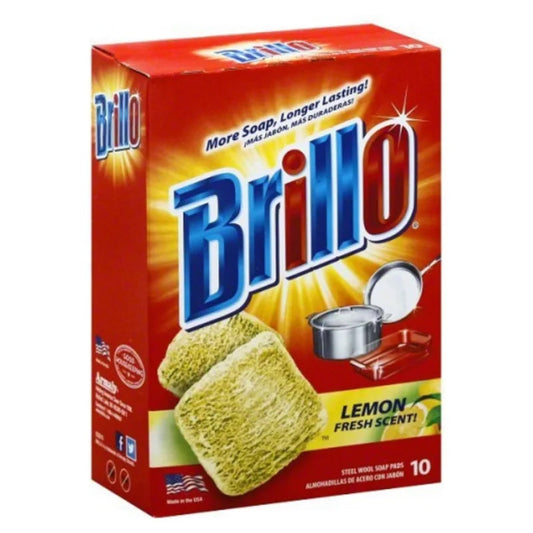 Brillo Steel Wool Balls OXI Clean 10ct-Lemon 12/cs