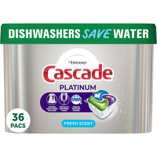 Cascade Dish Washer Pods 36ct In Jar Free & Clear -Lemon 3/cs