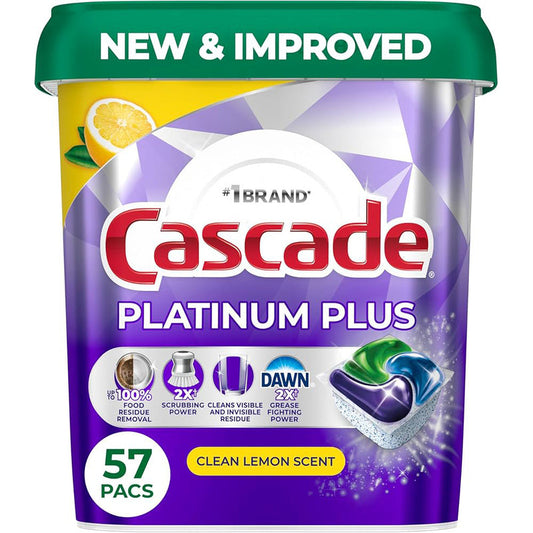 Cascade Dish Washer Detergent 21ct- Platinum Lemon 5/cs