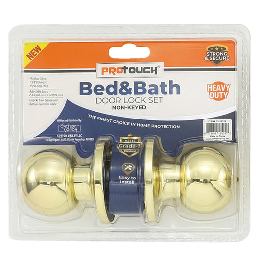 Pro Touch Bed & Bath Door Lock Set (Non Key) -Gold 6/12/cs