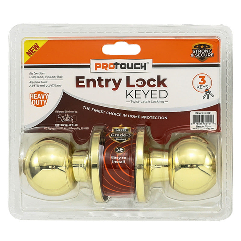 Pro Touch Entry Lock With Key -Gold 6/12/cs