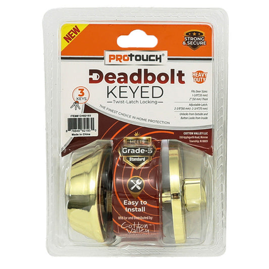 Pro Touch Deadbolt Lock Keyed-Gold 6/12/cs