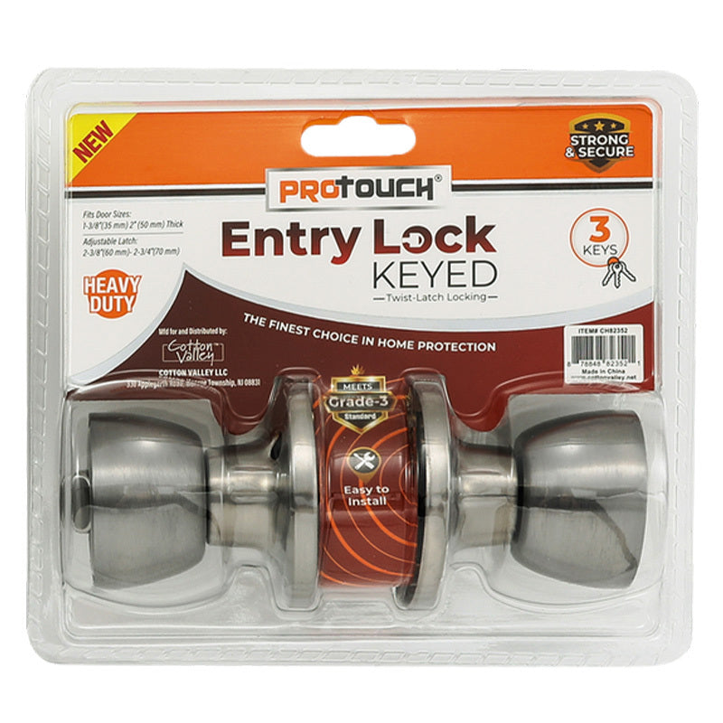 Pro Touch Entry Lock With Key -Silver 6/12/cs