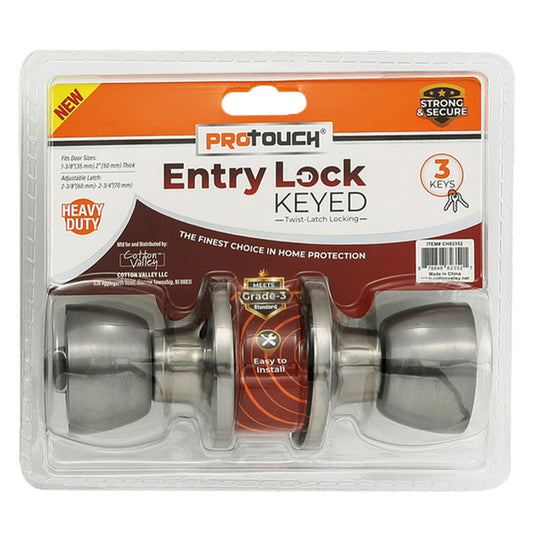 Pro Touch Entry Lock With Key -Silver 6/12/cs