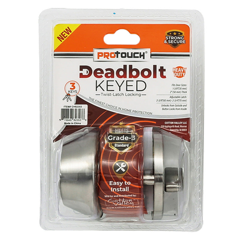 Pro Touch Deadbolt Lock Keyed -Silver 6/12/cs