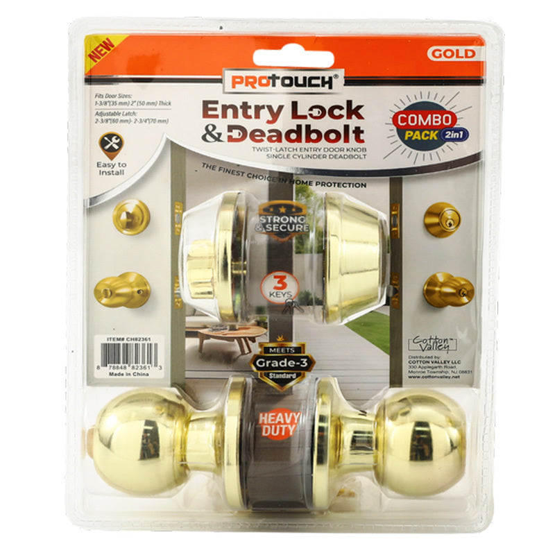 Pro Touch Entry Lock & Deadbolt-Gold 6//cs