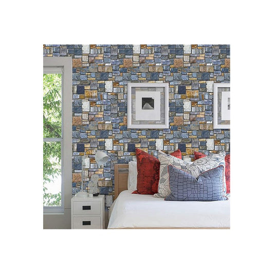 HomeStyle Self Adhesive Wall Paper (45cnX1.5yds)- Brick/Weed Panel 48/cS