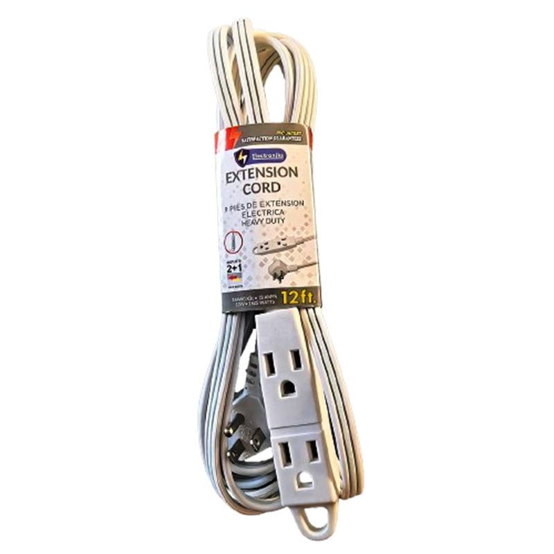 Pro Trouch 12Ft Heavy Duty Extension Cord--White 5/25/cs