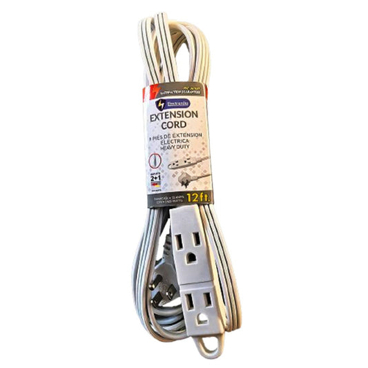 Pro Trouch 12Ft Heavy Duty Extension Cord--White 5/25/cs
