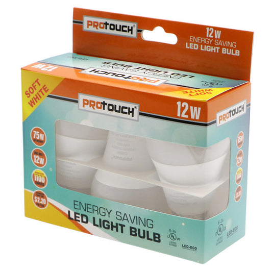 ProTouch 12W(75Watt) 3PK A19 Led Light Bulb E26 -Soft White 12/24/cs