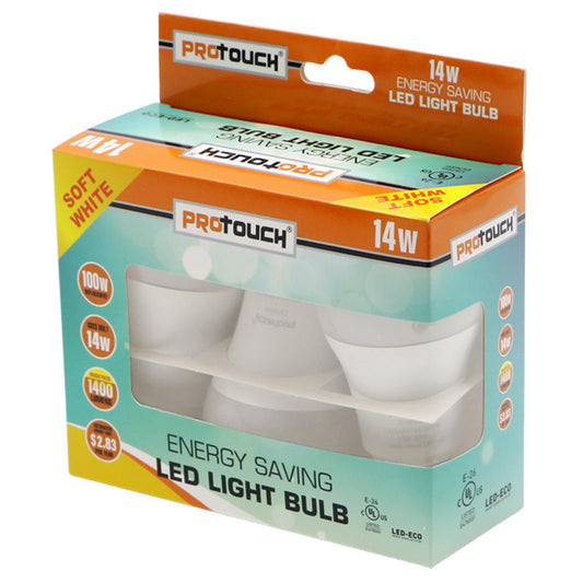 ProTouch 14W(100Watt) 3PK A19 Led Light Bulb E26 -Soft White 12/24/cs