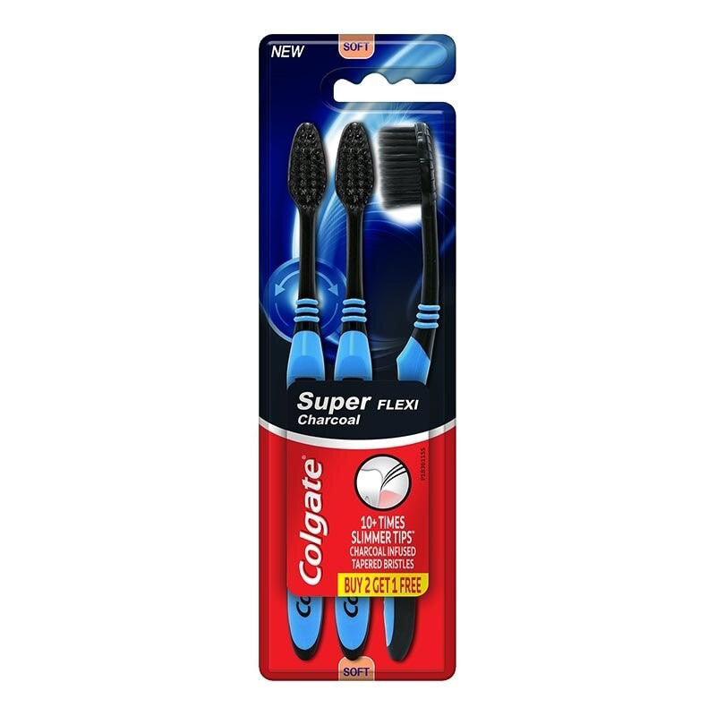 Colgate ToothBrush Super Flexi Charcoal BLK -Medium (12/120/cs)