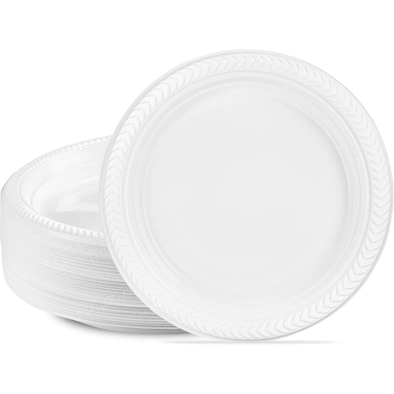 Dine Away 9' Plastic Plate 100ct-White 4/cs