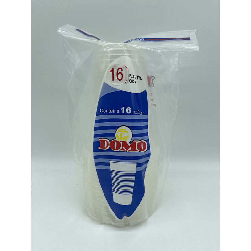 Domo 16oz Plastic Cup 16ct-Clear 48/cs
