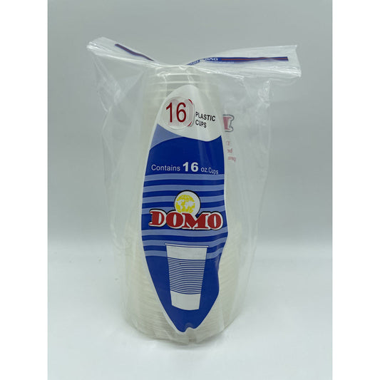 Domo 16oz Plastic Cup 16ct-Clear 48/cs