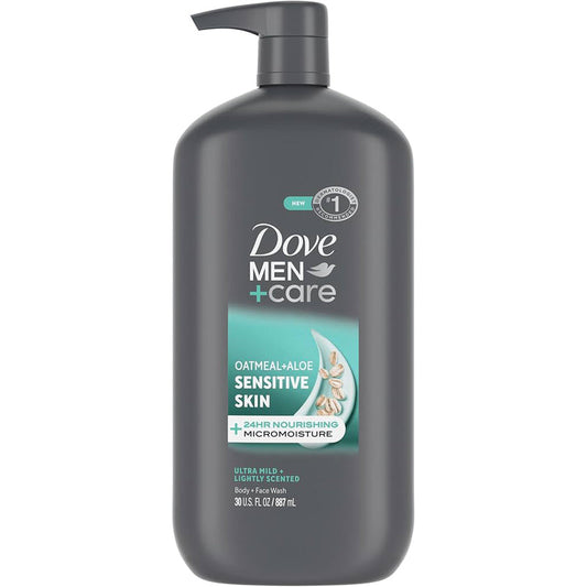 Dove Men+Care Sensitive Skin Body & Face Wash 30oz - Oatmeal & Aloe 4/cs