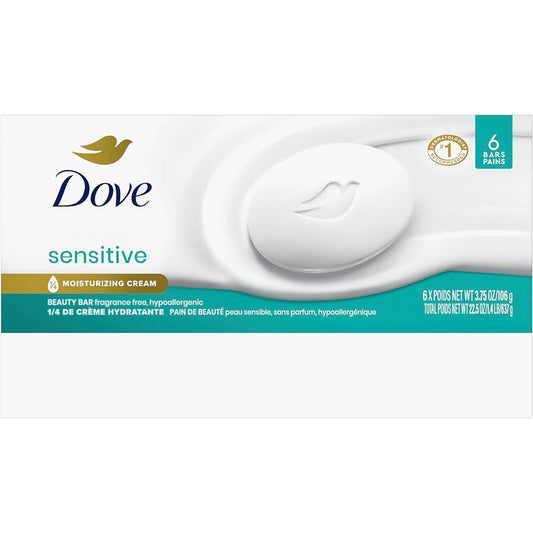 Dove Bar Soap 6ct (3.75oz) - Sensitive -White (6X12) 72/cs