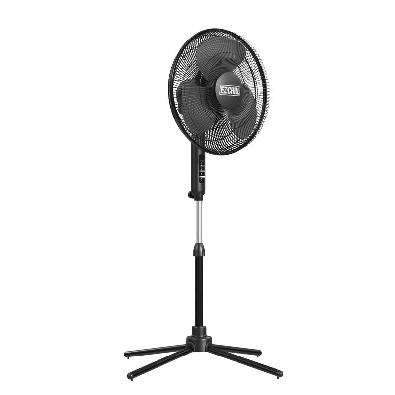 EZ Chill 16" Oscillating Pedstal Stand Fan W/Folding Base -Black 1/cs