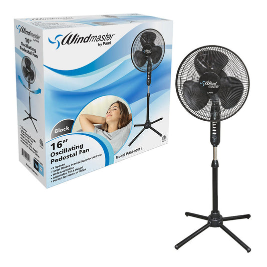 Windmaster 16" Oscillating Pedestal Stand Fan-Black 1/cs