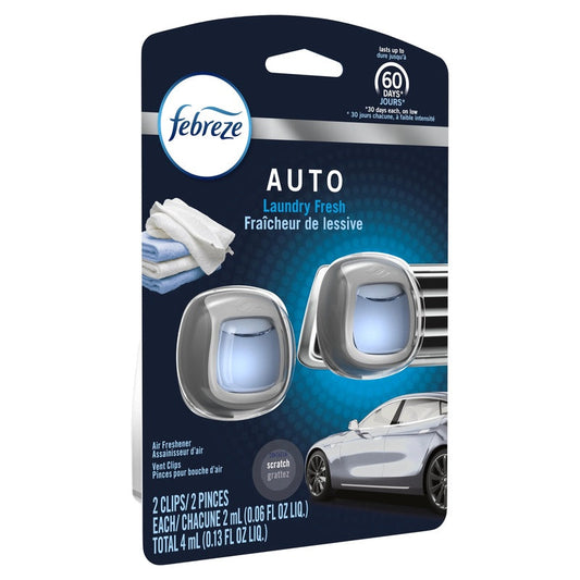 Febreze Car Air Freshner Vent Clips 2ct-Auto Launday Fresh 8/cs